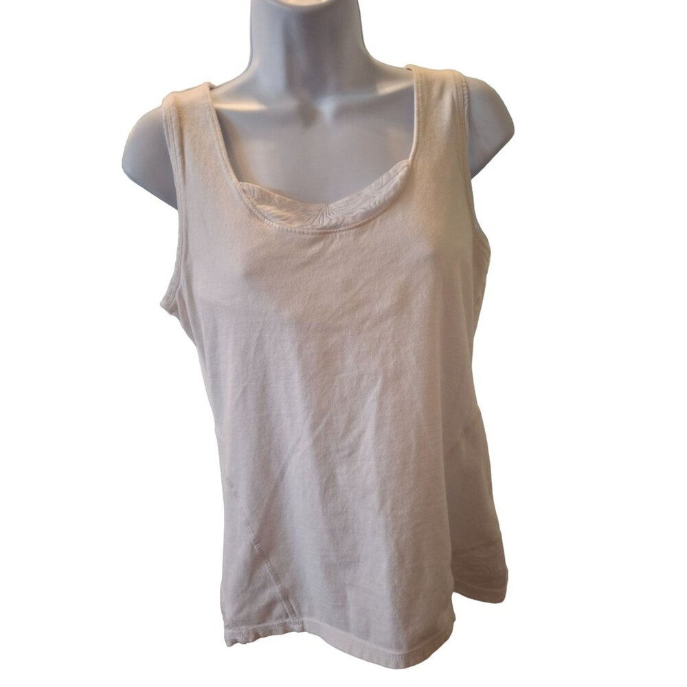 Danskin Now Womens Tank Top White Size Large Active Athleisure